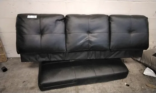 THREE SEATER SOFA CACK & CHAISE SEAT CUSHION BLACK FAUX LEATHER 