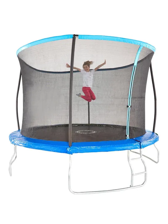 BOXED SPORTSPOWER 14FT TRAMPOLINE WITH EASI-STORE FOLDING ENCLOSURE FLIP PAD AND LADDER (1 BOX) RRP £319.99