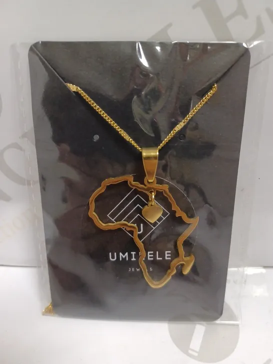 UMILELE GOLD EFFECT NECKLACE WITH AFRICA PENDANT