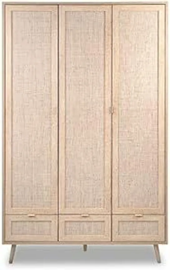 BOXED BALI 60B WARDROBE 120 X 190 CM WITH 3 DOORS AND 3 DRAWERS IN WILLOW LOOK (3 BOXES)