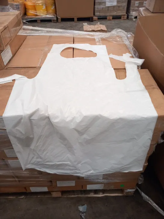 LARGE QUANTITY OF ASSORTED DISPOSABLE APRON POLYTHENE WHITE