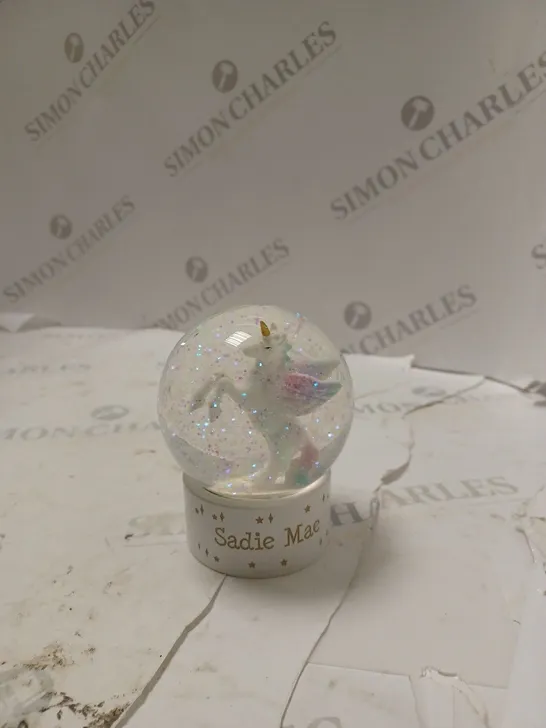 PERSONALISED UNICORN SNOW GLOBE - 'SADIE MAE' RRP £16.99