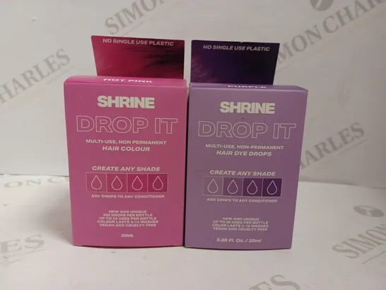 2 X SHRINE DROP IT MULTI USE SEMI PERMANENT HAIR COLOUR - HOT PINK AND PURPLE