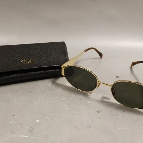 CELINE OVAL-FRAME GOLD-TONE SUNGLASSES 