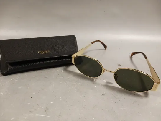 CELINE OVAL-FRAME GOLD-TONE SUNGLASSES 