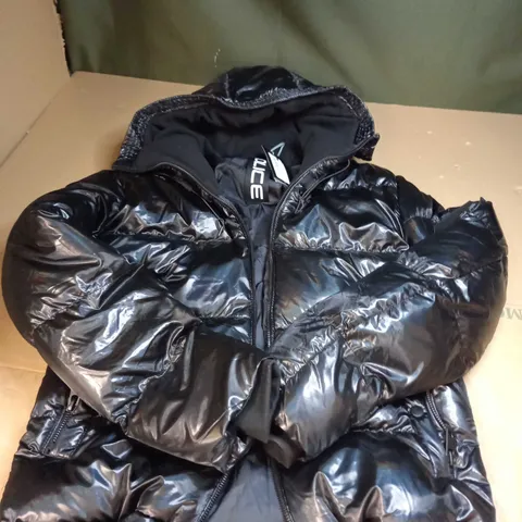 POLICE BLACK HOODED COAT SIZE S 