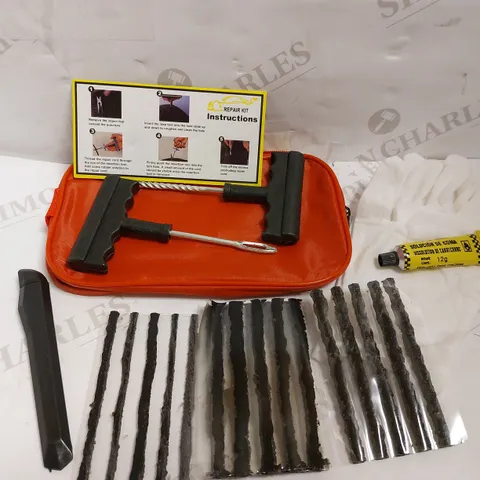 CAR TYRE PUNCTURE REPAIR KIT WITH CASE AND GLOVES