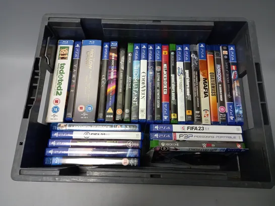 APPROXIMATELY 28 ASSORTED DVDS & GAMES TO INCLUDE FIFA 23 (PS4), TED & TED 2 MOVIE COLLECTION, THE HOLLOW CROWN (SERIES 1 & 2), ETC