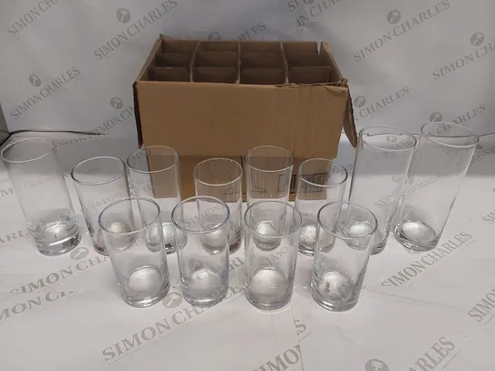 BOX OF 12X ASSORTED DRINKS GLASSES