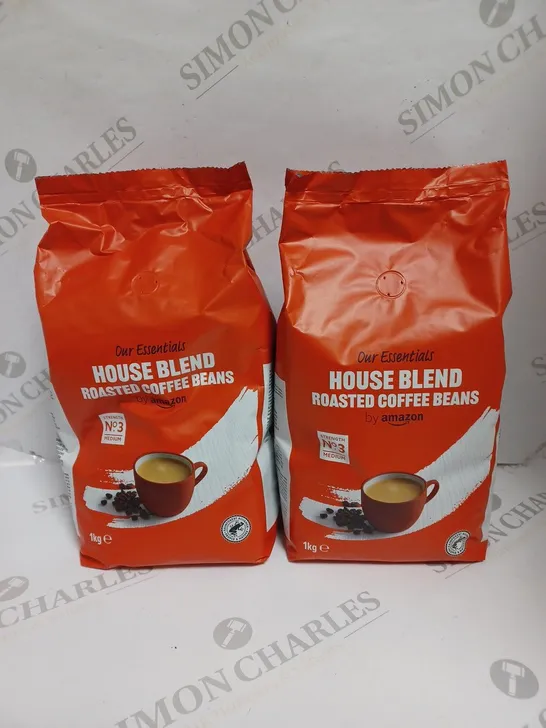 2 X AMAZON ESSENTIALS HOUSE BLEND ROASTED COFFEE BEANS - 2 X 1KG