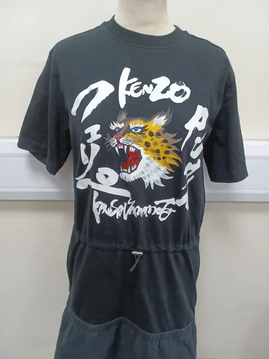 KENZO T-SHIRT GRAPHIC MINI DRESS IN BLACK SIZE WOMENS XS