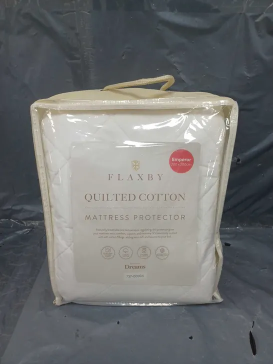 FLAXBY QUILTED COTTON MATTRESS PROTECTOR EMPEROR 