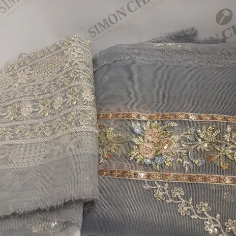 ASSORTMENT OF FABRICS WITH FLOWERS AND SEQUINS EMBROIDERY 