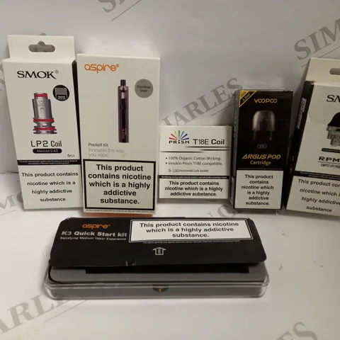 BOX OF APPROX 20 ASSORTED VAPING ITEMS AND ACCESSORIES