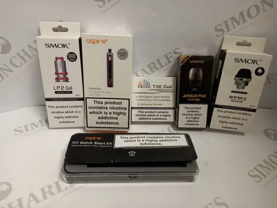 BOX OF APPROX 20 ASSORTED VAPING ITEMS AND ACCESSORIES