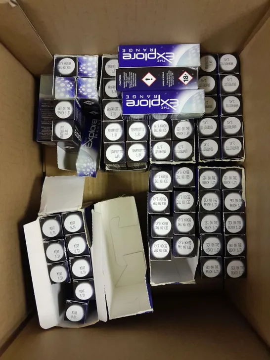 APPROXIMATELY 30 BOXED THE EXPLORE RANGE E-CIG LIQUIDS IN VARIOUS FLAVOURS 