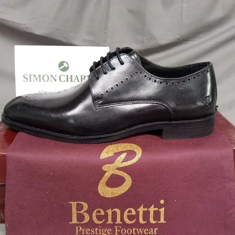 BRAND NEW BOXED BENETTI THOMAS BLACK LEATHER SHOES SIZE 41