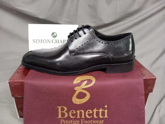 BRAND NEW BOXED BENETTI THOMAS BLACK LEATHER SHOES SIZE 41