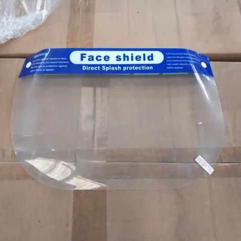 PALLET OF FIVE BOXES OF APPROXIMATELY 200(TOTAL 1000) UNISURGE FACE SHIELDS 33 X 22CM WITH HEADBANDS