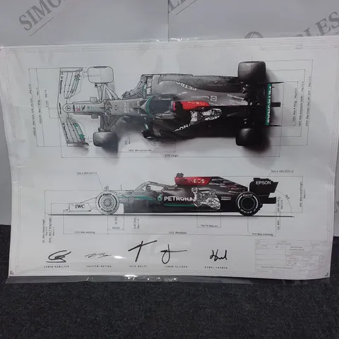 SIGNED MERCEDES F1 LIVERY SCHEMATIC 