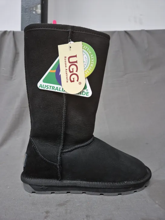 BOXED PAIR OF UGG CLASSIC LONG SHOES IN BLACK EU SIZE 37