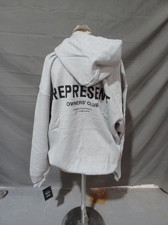 REPRESENT LIGHT GREY OWNERS CLUB HOODIE - LARGE