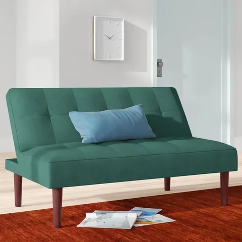 BOXED LUKAS 2 SEATER UPHOLSTERED SOFA BED, GREEN (1 BOX)