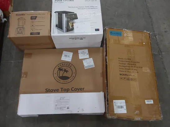 PALLET OF ASSORTED ITEMS INCLUDING PROFESSIONAL BLENDER, STOVE TOP COVER, SHOWER MIXER, TRAMPOLINE, HOT WATER DISPENSER 