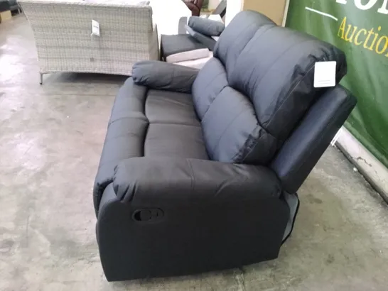 MANUAL RECLINER 2 SEATER SOFA - BLACK LEATHER