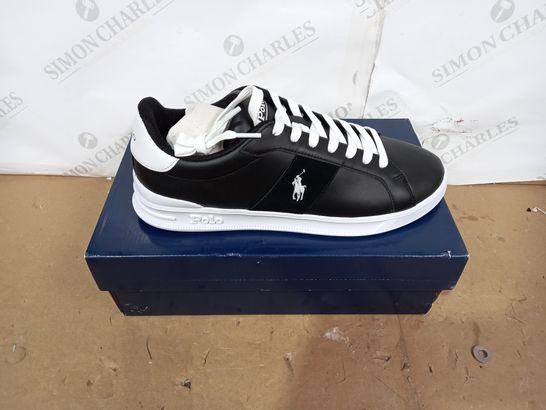 BOXED PAIR OF RALPH LAUREN POLO BLACK/WHITE SHOES SIZE 10