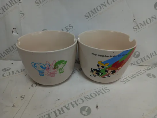 2 LARGE POWER PUFF GIRLS FOOD BOWLS