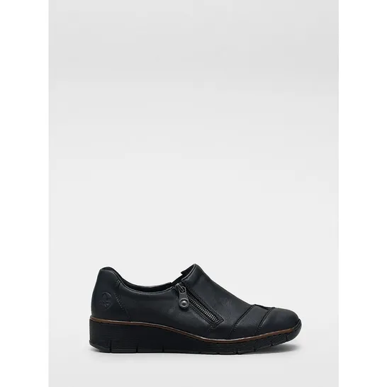 RIEKER SIDE ZIP SHOE- BLACK SIZE 6 