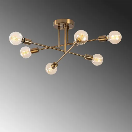 BOXED RASBERRY 6-LIGH5 SPUTNIK CHANDELIER FIXTURE