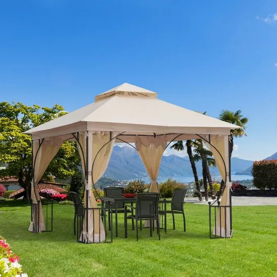 BOXED 3M × 3M METAL PATIO GAZEBO