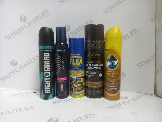 BOX OF APPROX 12 ASSORTED AEROSOLS TO INCLUDE - PLEDGE WIID POLISH - AMSONS BLAST CAN AIR FRESHENER - RIGHT GAURD ECT