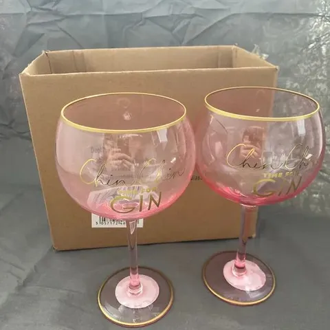 24 BRAND NEW BOXED PINK GIN GLASSES - COLLECTION ONLY