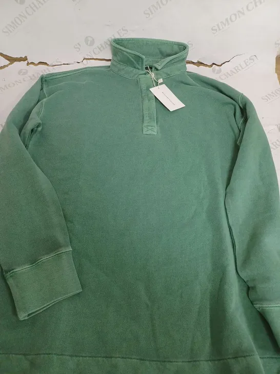 BEAUFORT & BLAKE KITTISFORD GREEN HALF BUTTON SWEAT - MEDIUM