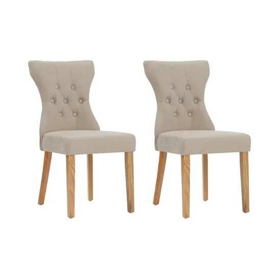 NAPLES DINING CHAIR WITH OAK LEGS AND BEIGE FABRIC