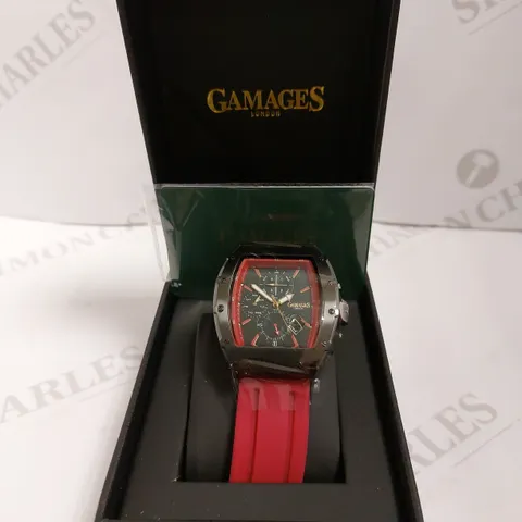 GAMAGES OF LONDON LIMITED EDITION HAND ASSEMBLED ICON AUTOMATIC WATCH - RED