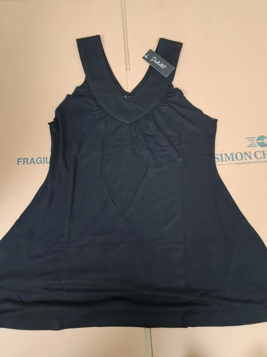 LOT OF APPROXIMATELY 11 BRAND NEW DESTELLO VISCOSE TANK TOP IN BLACK - S