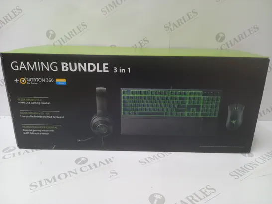 BRAND NEW BOXED RAZER GAMING BUNDLE 3 IN 1 TO INCLUDE - GAMING HEADSET, MEMBRANE RGB KEYBOARD AND ESSENTIAL GAMING MOUSE