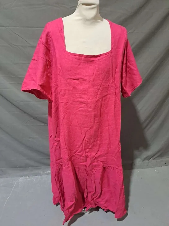 PHASE EIGHT CLARIA LINEN DRESS IN PINK SORBET SIZE 20