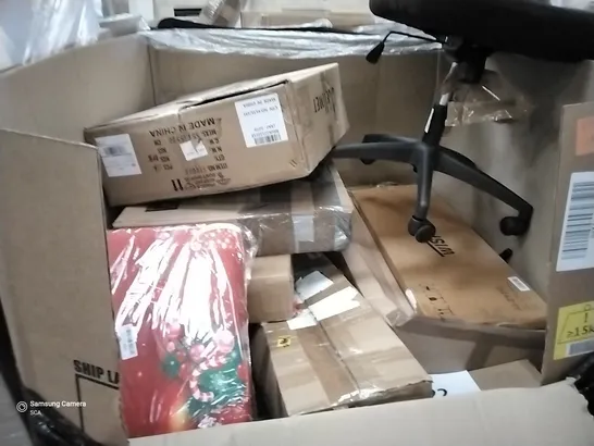 PALLET OF ASSORTED ITEMS INCLUDING MAGIC LIFE OFFICE CHAIR, OLARHIKE DOUBLE HIGH AIR MATTRESS, FLIMEI PRESSURE COFFEE MACHINE, ENGLISH ELECTRIC CORDLESS HOT TRAY