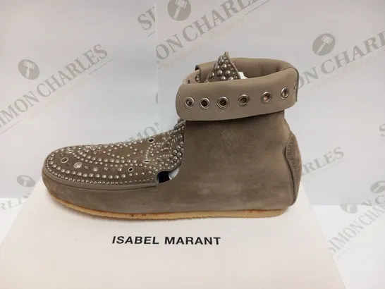 BOXED PAIR OF ISABEL MARANT MORLEY STUDDED SHOES TAUPE SIZE 40