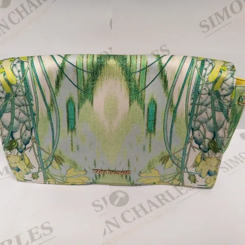 ROBERTO CAVALLI GREEN YELLOW FABRIC SHOULDER BAG