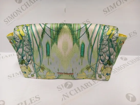 ROBERTO CAVALLI GREEN YELLOW FABRIC SHOULDER BAG