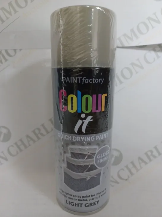 BOX OF 12 PAINT FACTORY COLOUR IT QUICK DRYING PAINT IN LIGHT GREY