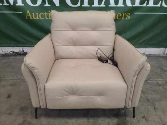 QUALITY ITALIAN DESIGNER BOLZANO ELECTRIC RECLINER CHAIR - BEIGE LEATHER