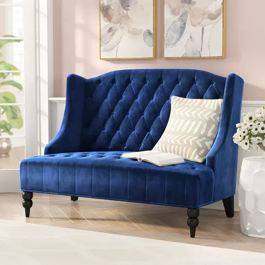 BOXED DESIGNER CAROLINA NAVY BLUE 2 SEATER LOVESEAT