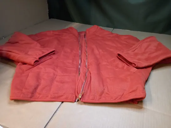 DESIGNER BURN ORANGE PADDED FABRIC BOMBER JACKET - MEDIUM